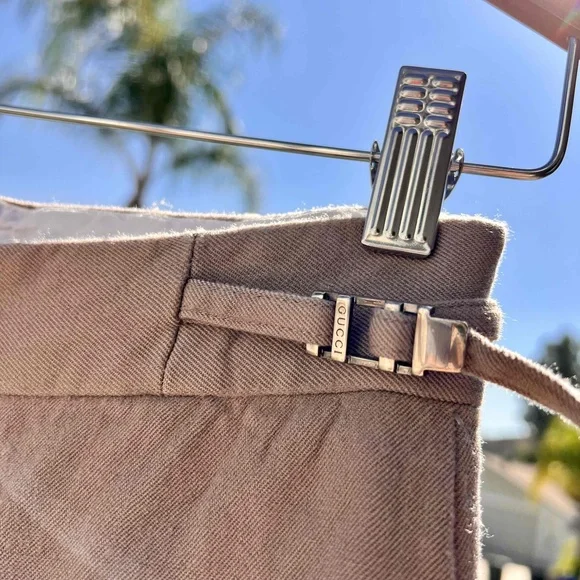 Gucci Trousers Tan Vintage Gabardine Wool Straight Leg Pants Size 40 US Small - Picture 4 of 10